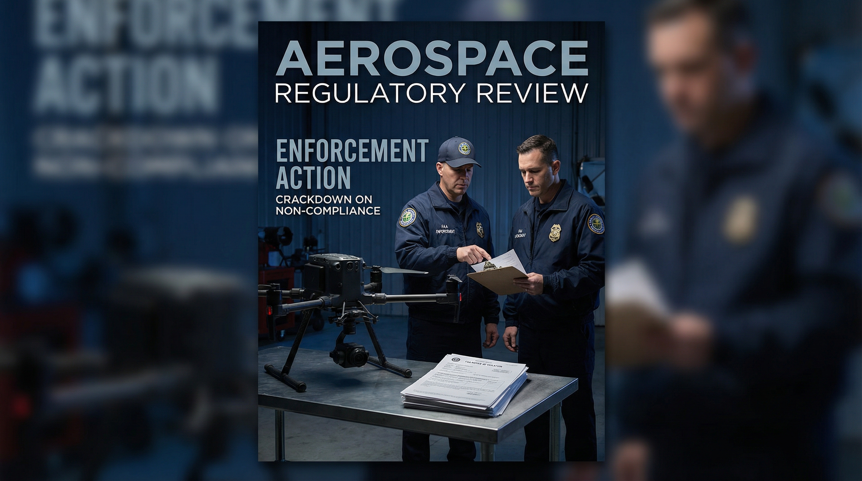 FAA enforcement officers with grounded drone and citation papers