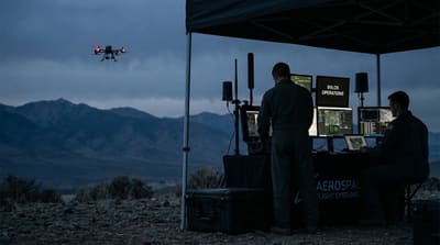 Drone flying beyond visual line of sight with ground control station